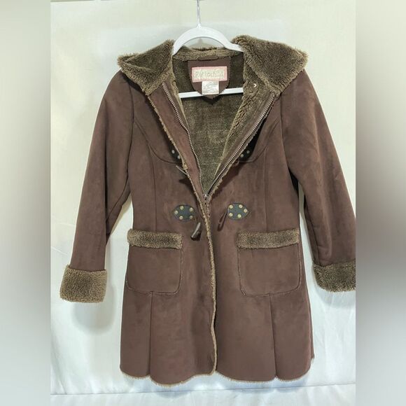 Rothschild Girls coat. Size 10-12. Sueded outer with faux fur trim and lining - Picture 2 of 8